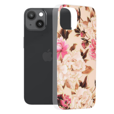 Husa compatibila cu Apple iPhone 14, Marble Floral, Nude