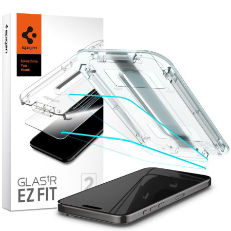 Folie pentru iPhone 15 Pro (set 2) - Spigen Glas.TR EZ FIT - Clear