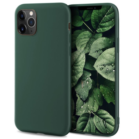 Husa pentru telefon, Moozy, pentru iPhone 11 Pro Max, Verde inchis, Silicon