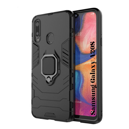 Husa compatibila cu Samsung Galaxy A20S, Ring (cu inel + Magnet) Brave Armor, Black