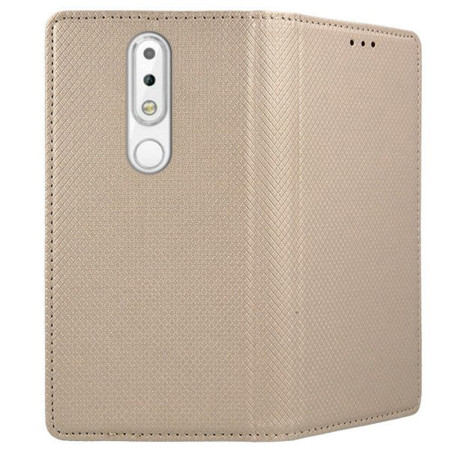 Husa Flip Cover Smart Magnet pentru Nokia 3.1 2018, Folie de sticla cadou, Auriu