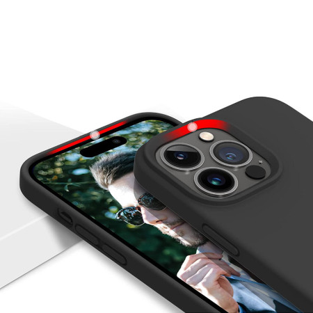 Husa compatibila cu Apple Iphone 14 Pro, Matte Efect, Camera Ultra Safe, HTPMAG, Negru