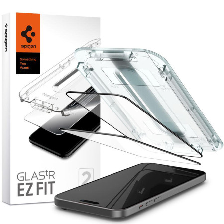 Folie pentru iPhone 15 Plus (set 2) - Spigen Glas.TR EZ FIT - Black