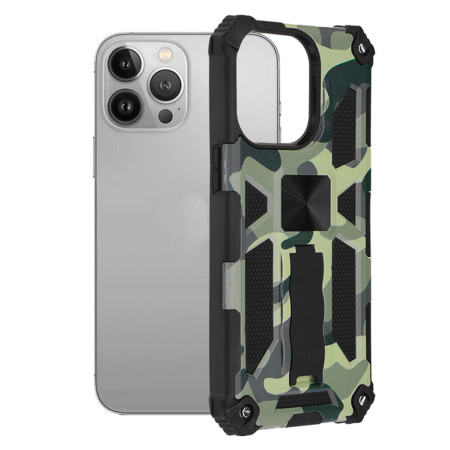 Husa Blazor compatibil cu Apple iPhone 13 Pro, Grip, Magnet Auto, Suport telefon, HTP®, Camo Lime