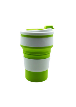 Cana portabila de Coffee, Pliabila, Ecologica si Rezistenta, Dimensiune Ajustabila, 350 ml, Green