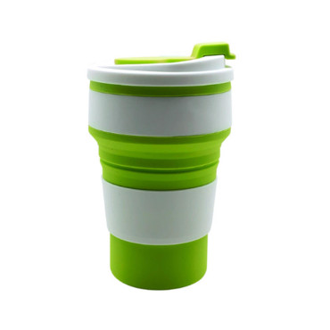 Cana portabila de Coffee, Pliabila, Ecologica si Rezistenta, Dimensiune Ajustabila, 350 ml, Green