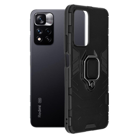 Husa compatibila cu Xiaomi Redmi Note 11 Pro, Inel rotativ si Magnet integrat, Brave Armor, Negru