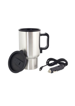 Cana termica pentru priza autoturisme din otel, functie de incalzire, 12V, 400ml, Silver