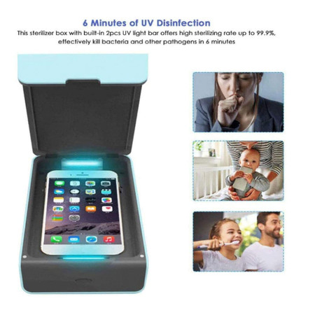 Sterilizator UV Alb pentru telefoane, cu functie difuzor aromatherapy si incarcare USB, HTPMAG, Alb