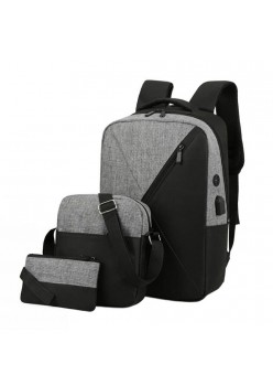 Set 3in1 Rucsac Calatorie cu Geanta si Plic, 42 cm x 21 cm x 12 cm, Negru
