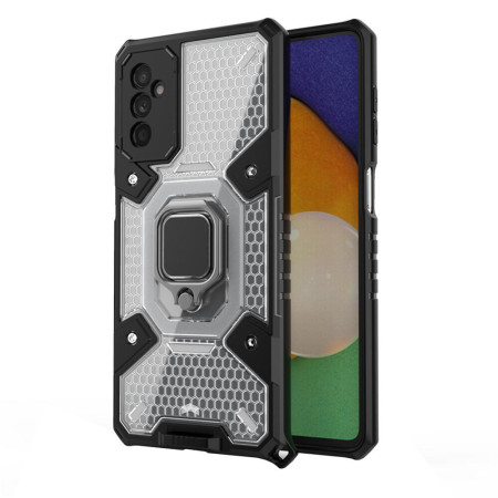 Husa compatibila cu Samsung Galaxy M52 5G, Optim Ring Inel Rotativ Magnetic, Ultra Care, Hexa Honeycomb HTPMAG, Black