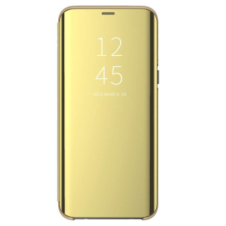 Husa Kickstand Mirror, Functie Stand, Capac translucid, Design elegant, Huawei Mate 20 Lite , Auriu