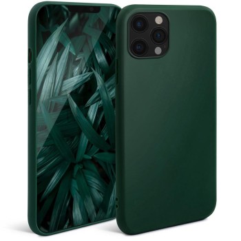 Husa pentru telefon, Moozy, pentru Apple iPhone 12 / 12 Pro, Verde inchis, Silicon