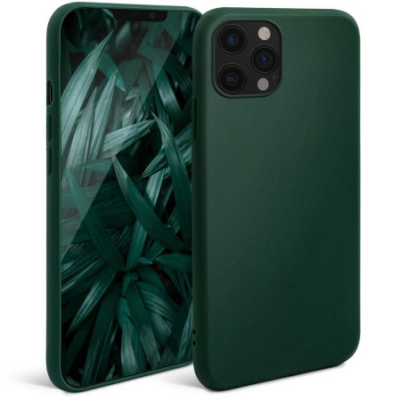 Husa pentru telefon, Moozy, pentru Apple iPhone 12 / 12 Pro, Verde inchis, Silicon