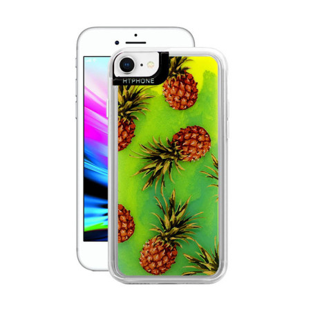 Husa Neon Htphone compatibila cu Apple iPhone 7/8, Glow In The Dark, Pineapple