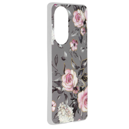 Husa Marble Flower pentru Huawei Nova 9 / Honor 50, Slim IOA, Grey