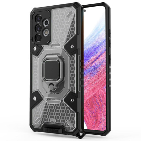 Husa compatibila cu Samsung Galaxy A53 5G, Inel Rotativ Magnetic, Hexa Honeycomb HTPMAG, Black