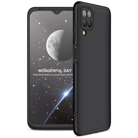 Husa Full Cover 360° Compatibila cu Samsung Galaxy A12 (fata + spate + folie Pet) din plastic ,Neagra