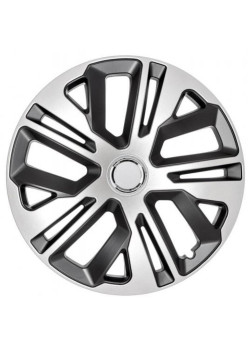 Set 4 capace 16 inch roti, din material ABS durabil cu standarde de calitate, Rav Inel Cromat, Negru