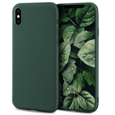 Husa pentru telefon, Moozy, pentru iPhone X / XS, Verde inchis, Silicon