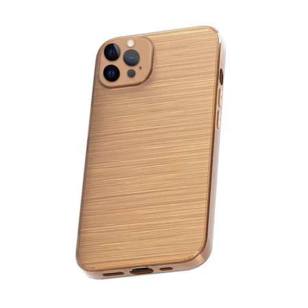 Husa compatibila cu Apple iPhone 12 Pro, Finisaj Metalic Lucios, Protectie pe Camera, Auriu