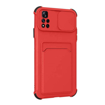 Husa AntySpy Lens compatibila cu Xiaomi Redmi Note 11 Pro, Card SLOT365, Antisoc Armor, HTPMAG, Rosu