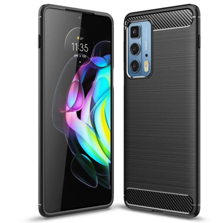 Husa Carbon compatibila cu Motorola Moto Edge 20 Pro, Flexibila HTP , Black