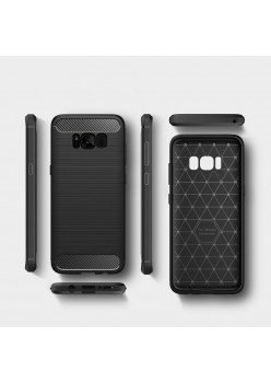Carcasa de protectie Carbon Fiber husa din silicon TPU pentru Samsung Galaxy S8