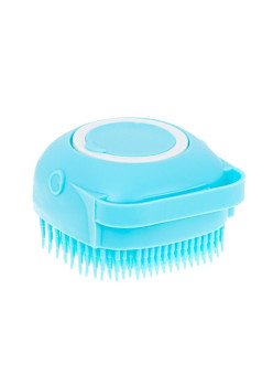 Perie din silicon cu rezervor special de sampon pentru spalare caini sau pisici, Albastru
