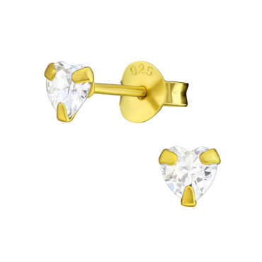 Cercei Inima 4mm din Argint 925 clasic gold