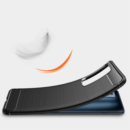 Husa Carbon compatibila cu Motorola Moto Edge 20 Pro, Flexibila HTP , Black