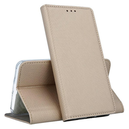 Husa Flip Cover Smart Magnet pentru Nokia 3.1 2018, Folie de sticla cadou, Auriu