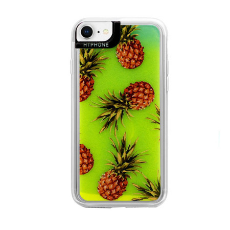 Husa Neon Htphone compatibila cu Apple iPhone 7/8, Glow In The Dark, Pineapple