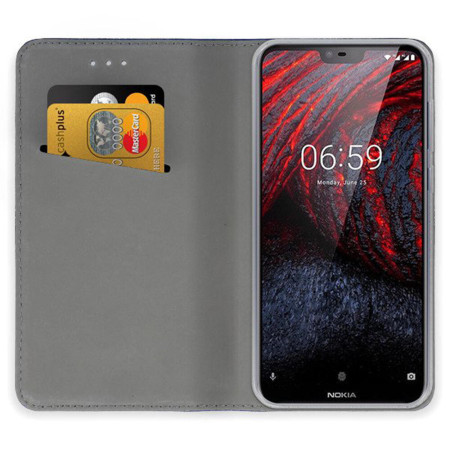 Husa Flip Cover Smart Magnet pentru Nokia 3.1 2018, Folie de sticla cadou, Auriu