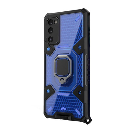 Husa compatibila cu Samsung Galaxy S20 FE, Ring (Inel si Magnet integrat) Honeycomb Armor, HTP®, Blue