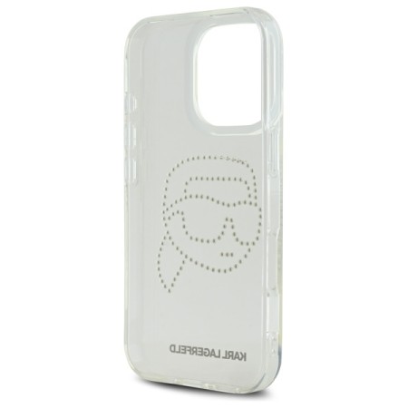 Husa pentru iPhone 16 Pro Max - Karl Lagerfeld IML Rhinestones - Transparent Karl Head