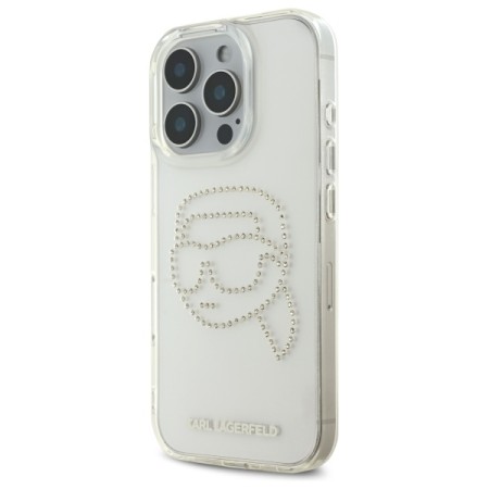 Husa pentru iPhone 16 Pro Max - Karl Lagerfeld IML Rhinestones - Transparent Karl Head