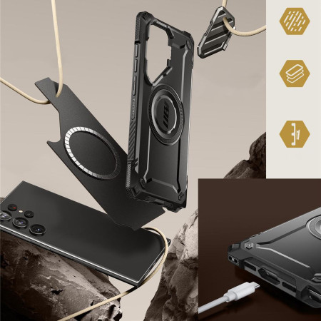 Husa pentru Samsung Galaxy S24 Ultra, Supcase Unicorn Beetle XT MagSafe, Black