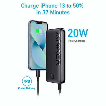 Acumulator Extern 2x USB, Tip-C, 20000mAh, 22.5W,  Anker PowerCore, Black