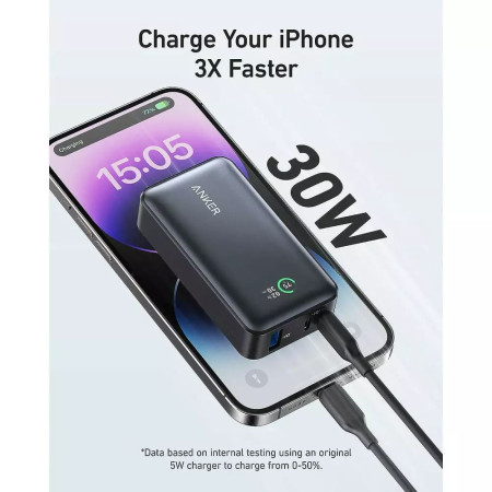 Baterie Externa 2x Tip-C, USB, 30W, 10000mAh, Anker PowerCore, Black