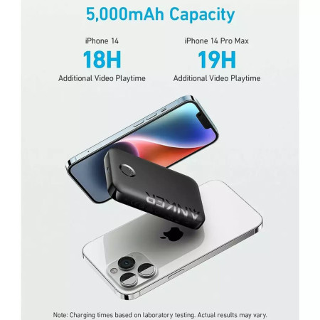 Baterie externa Anker, MagSafe, Tip-C, pentru iPhone, 5000mAh, Black
