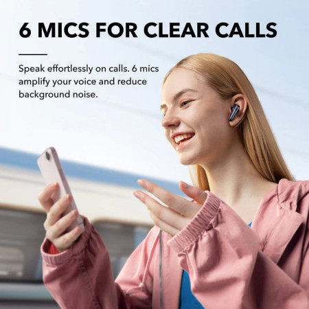 Casti Wireless Anker Earbuds SoundCore Liberty 4 NC, Bluetooth 5.3, Waterproof IPX4, Noise Cancelling, White