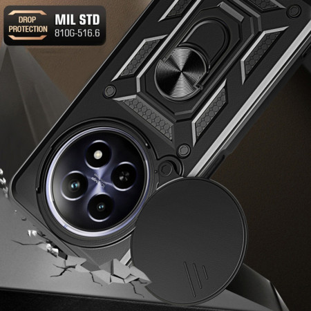 Husa pentru Realme 12 Plus, Slide si Snap, Magnetic Ring, Negru