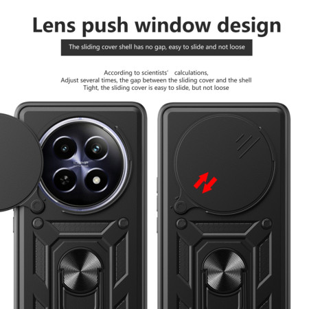 Husa pentru Realme 12 Plus, Slide si Snap, Magnetic Ring, Negru