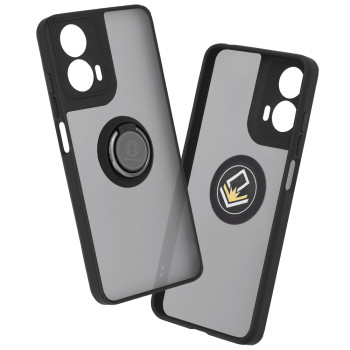 Husa telefon compatibila Motorola Moto G04 / Moto G24, Glinth Magnet Auto si Inel Rotativ, Negru