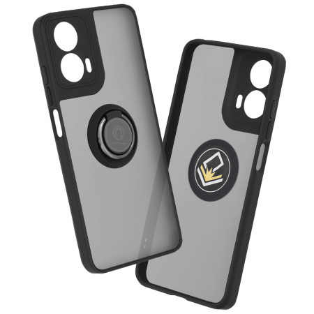 Husa telefon compatibila Motorola Moto G04 / Moto G24, Glinth Magnet Auto si Inel Rotativ, Negru