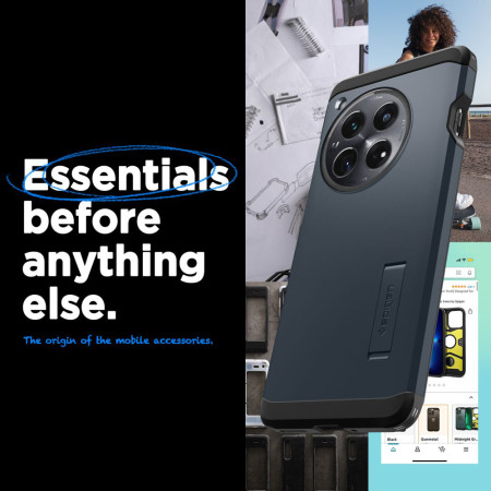 Husa pentru OnePlus 12, Spigen Tough Armor, Metal Slate