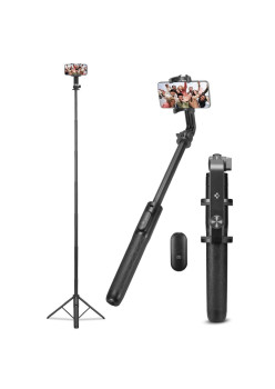 Selfie Stick cu Surub 1/4 pentru Telefon si GoPro, Spigen, Black