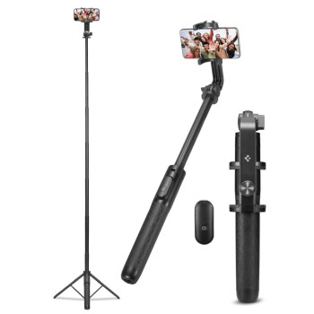 Selfie Stick cu Surub 1/4 pentru Telefon si GoPro, Spigen, Black