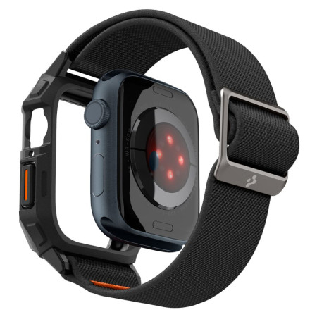 Husa pentru Apple Watch 4 / 5 / 6 / SE / SE 2 / 7 / 8 / 9, 44 / 45mm si Curea, Spigen Lite Fit Pro, Matte Black
